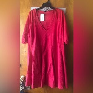 Universal Thread Bright Red V-Neck Tunic Dress with pockets